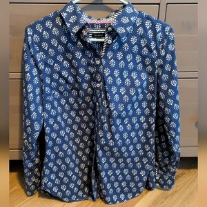 Talbots Blue and White Patterned Shirt